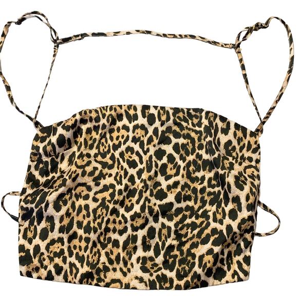 SuperDown Revolve Cheetah Print Crop Top Large Women Self Tie Adjustable - Picture 1 of 10
